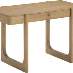 Nathan James Haley Mid Century Modern Home Office Desk, Solid Wood Writing Desk with Drawer and Rounded Legs, Light Brown