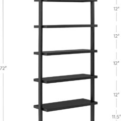 Nathan James Beacon Bohemian 5 Tier Bookshelf, Wall Mounted Bookcase, Solid Wood Bookshelf in Black Oak