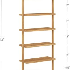 Nathan James Beacon Bohemian 5 Tier Bookshelf, Wall Mounted Bookcase, Solid Wood Bookshelf in Warm Pine