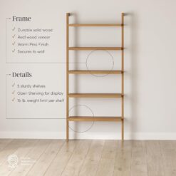 Nathan James Beacon Bohemian 5 Tier Bookshelf, Wall Mounted Bookcase, Solid Wood Bookshelf in Warm Pine
