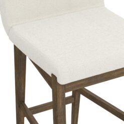 Nathan James Gracie Modern Counter Height Bar Stool with Back, Counter Stool Upholstered Chair with Natural Textured Linen and Brushed Wooden Legs, Cream Boucle/Dark Brown