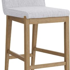 Nathan James Gracie Modern Bar Stool Counter Height Barstool with Back, Upholstered Kitchen Island Stool with Solid Wood Legs, Gray/Light Brown