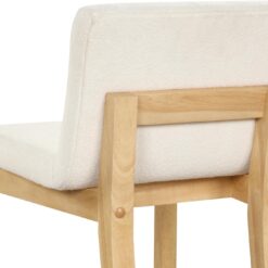 Nathan James Gracie Modern Counter Height Bar Stool with Back, Counter Stool Upholstered Chair with Natural Textured Linen and Brushed Wooden Legs, Cream Boucle/Light Brown