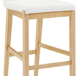 Nathan James Gracie Modern Upholstered Bar Stool, Wooden Bar Stool for Kitchen Island with Boucle Upholstery, Cream Boucle/Warm Pine