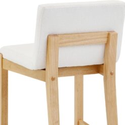 Nathan James Gracie Modern Upholstered Bar Stool, Wooden Bar Stool for Kitchen Island with Boucle Upholstery, Cream Boucle/Warm Pine