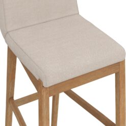 Nathan James Gracie Modern Bar Stool with Back, Cushioned Bar Height Stool with Natural Flax Upholstery and Brushed Wooden Legs, Natural Flax/Brown