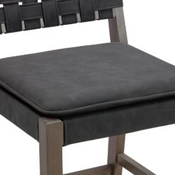 Nathan James Cohen Mid-Century Modern 29 in. Wood Bar Stool, Upholstered Faux Leather Bar Height Stool with Solid Wood Frame, Black