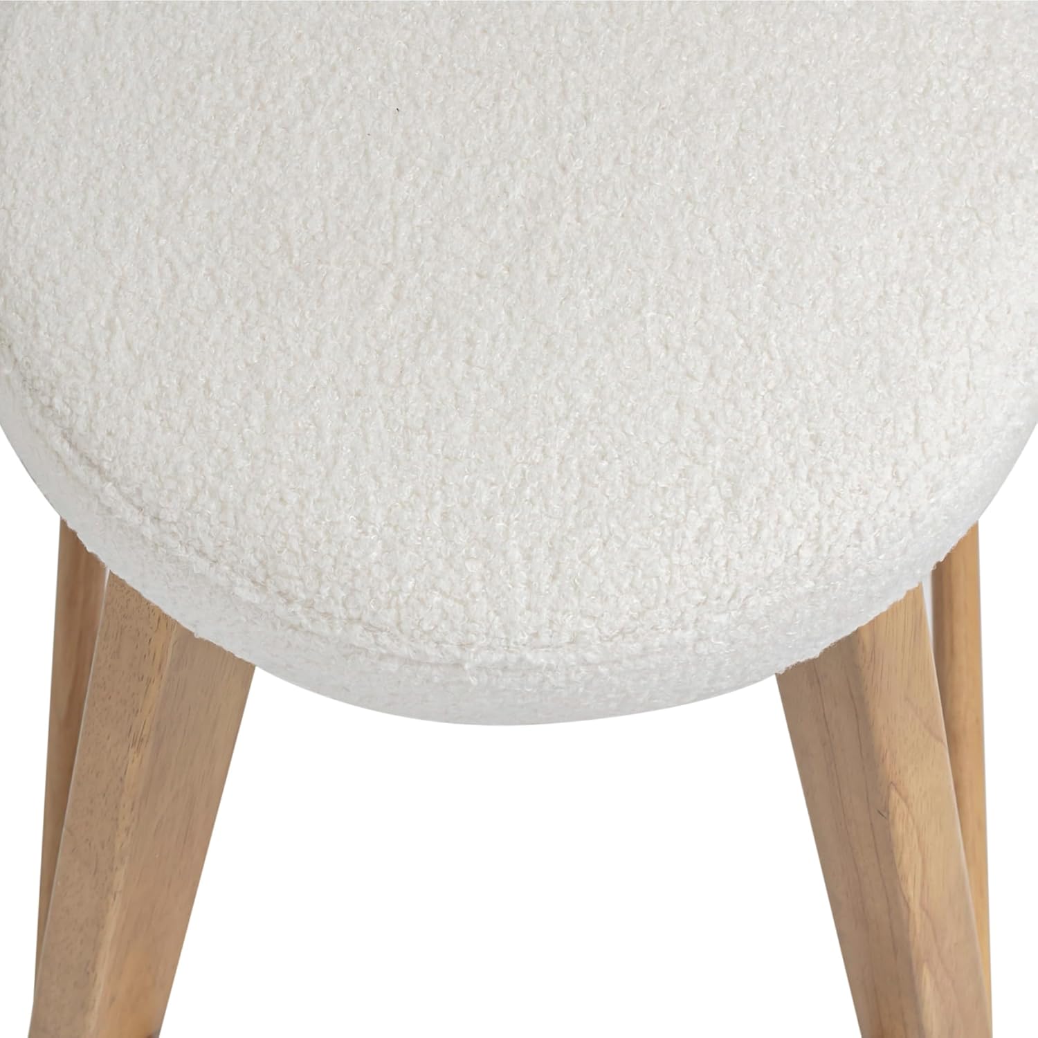 Nathan James Amalia Bohemian Swivel Bar Stool, Backless Counter Height Boucle Counter Stool with Solid Wood Legs and Upholstered Seat, White Oak