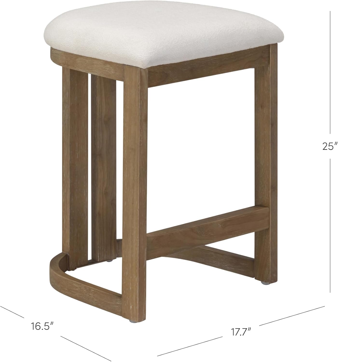 Nathan James Veya Modern Backless Bar Stool, Barrel Bar Stool with Boucle Upholstery and Solid Wood Legs, Light Brown