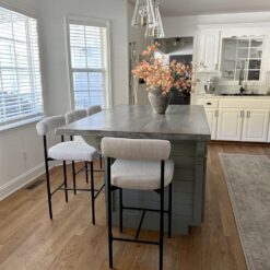 Nathan James Dahlia Counter Height Chair, Modern Barstool with Back, Mid-Century Metal Legs and Padded Cushion for Kitchen, Island and Bars, Light Grey/Black