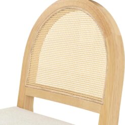 Nathan James Bailey Upholstered Rattan Bar Stool in Oak Finish Frame, Counter Height Stool with Natural Rattan Woven Back For Kitchen Island, Brown