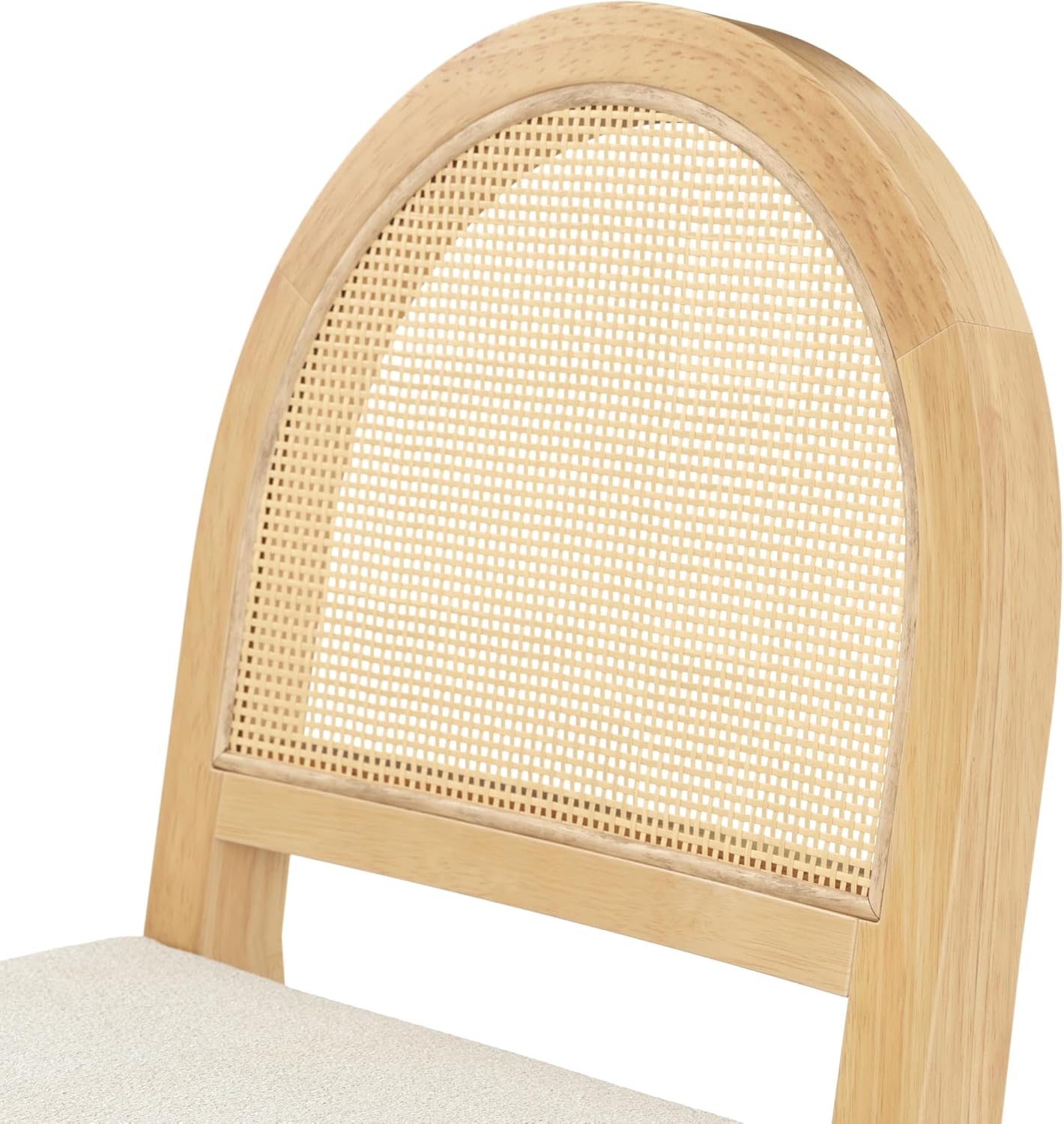 Nathan James Bailey Upholstered Rattan Bar Stool in Oak Finish Frame, Counter Height Stool with Natural Rattan Woven Back For Kitchen Island, Brown