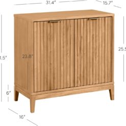 Nathan James Jasper Wood Modern Sideboard Accent Storage Cabinet with Fluted Doors, for Kitchen or Living Room, Warm Pine