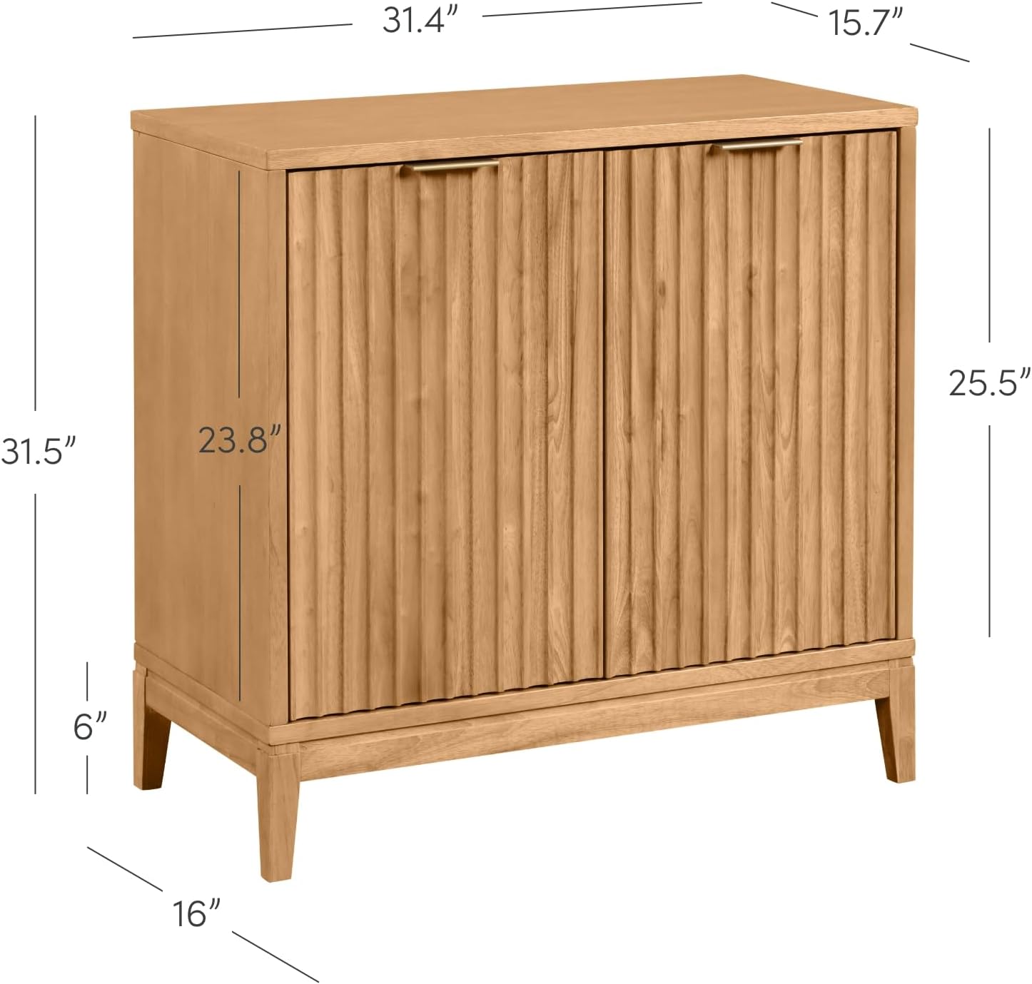 Nathan James Jasper Wood Modern Sideboard Accent Storage Cabinet with Fluted Doors, for Kitchen or Living Room, Warm Pine