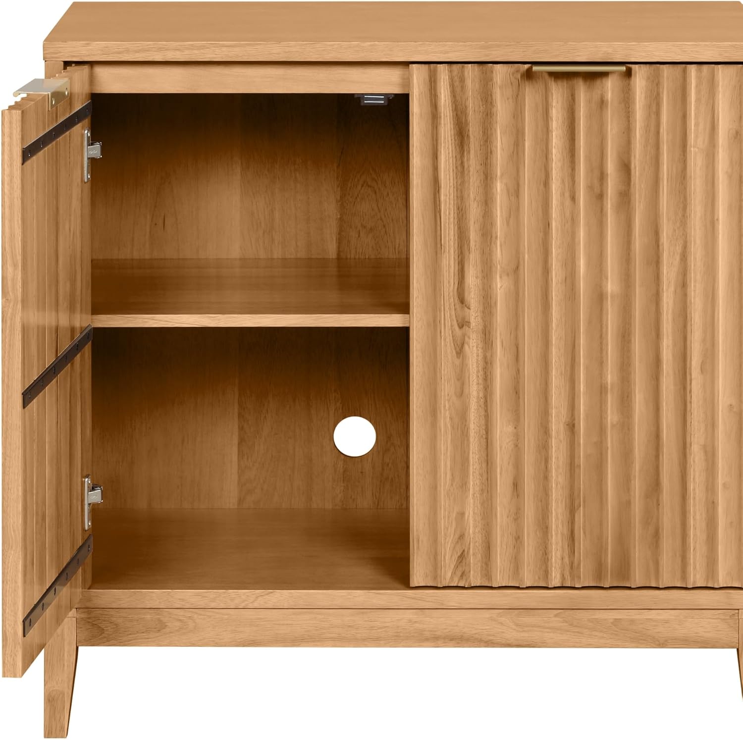 Nathan James Jasper Wood Modern Sideboard Accent Storage Cabinet with Fluted Doors, for Kitchen or Living Room, Warm Pine