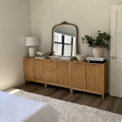 Nathan James Jasper Wood Modern Sideboard Accent Storage Cabinet with Fluted Doors, for Kitchen or Living Room, Warm Pine