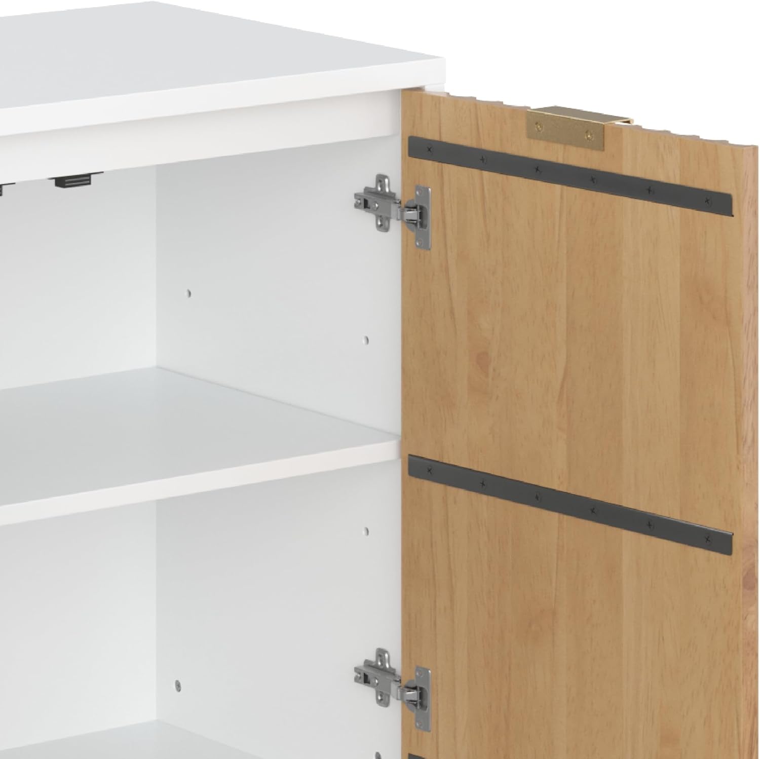 Nathan James Jasper Modern Sideboard, Kitchen Storage Cabinet with Fluted Doors, Accent Storage for Kitchen or Living Room, White/Warm Pine