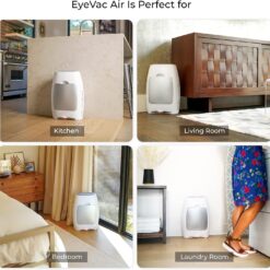 EyeVac Air 2-in-1 HEPA Air Purifier & Touchless Vacuum Automatic Dustpan - Ultra Fast & Powerful - Covers 600 Sq ft - Corded Canister Vacuum, Bagless, Automatic Sensors, 1000 Watt (White/White)