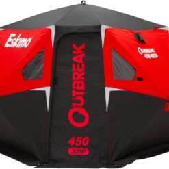 Eskimo Outbreak 450XDP, Pop-Up Portable Ice Fishing Shelter, No-Trip Door, 4-5 Person, Red/Black, 50450