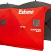 Eskimo QuickFish 6HD, Pop-Up Portable Shelter, No-Trip Door, Red/Black, Fully Insulated, Deluxe Ice Anchors, Six Person, Ice Fishing Shelter, 46076