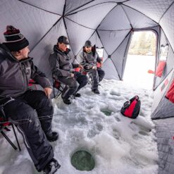 Eskimo QuickFish 6HD, Pop-Up Portable Shelter, No-Trip Door, Red/Black, Fully Insulated, Deluxe Ice Anchors, Six Person, Ice Fishing Shelter, 46076