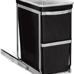 simplehuman 30 Liter / 8 Gallon Under Counter Kitchen Cabinet Pull-Out Trash Can, Heavy-Duty Steel Frame