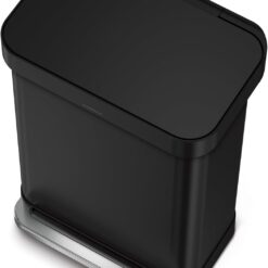 simplehuman 55L Liner Rim Rectangular Step Can, Matte Black