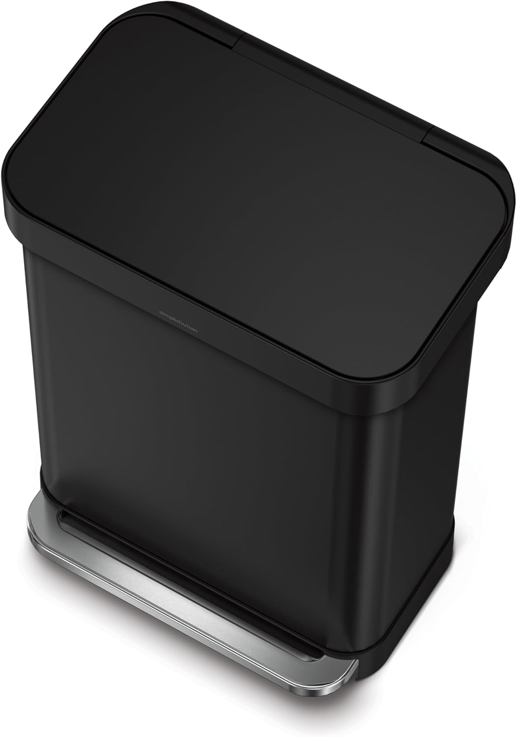 simplehuman 55L Liner Rim Rectangular Step Can, Matte Black