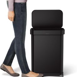 simplehuman 55L Liner Rim Rectangular Step Can, Matte Black