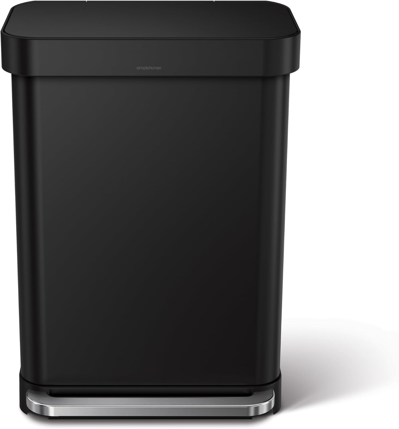 simplehuman 55L Liner Rim Rectangular Step Can, Matte Black