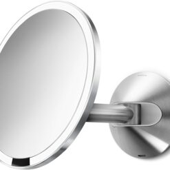 simplehuman 8" Sensor Makeup Mirror, Wall Mount, 5X Magnification, Hard-Wired (100-240v), Polished Stainless Steel