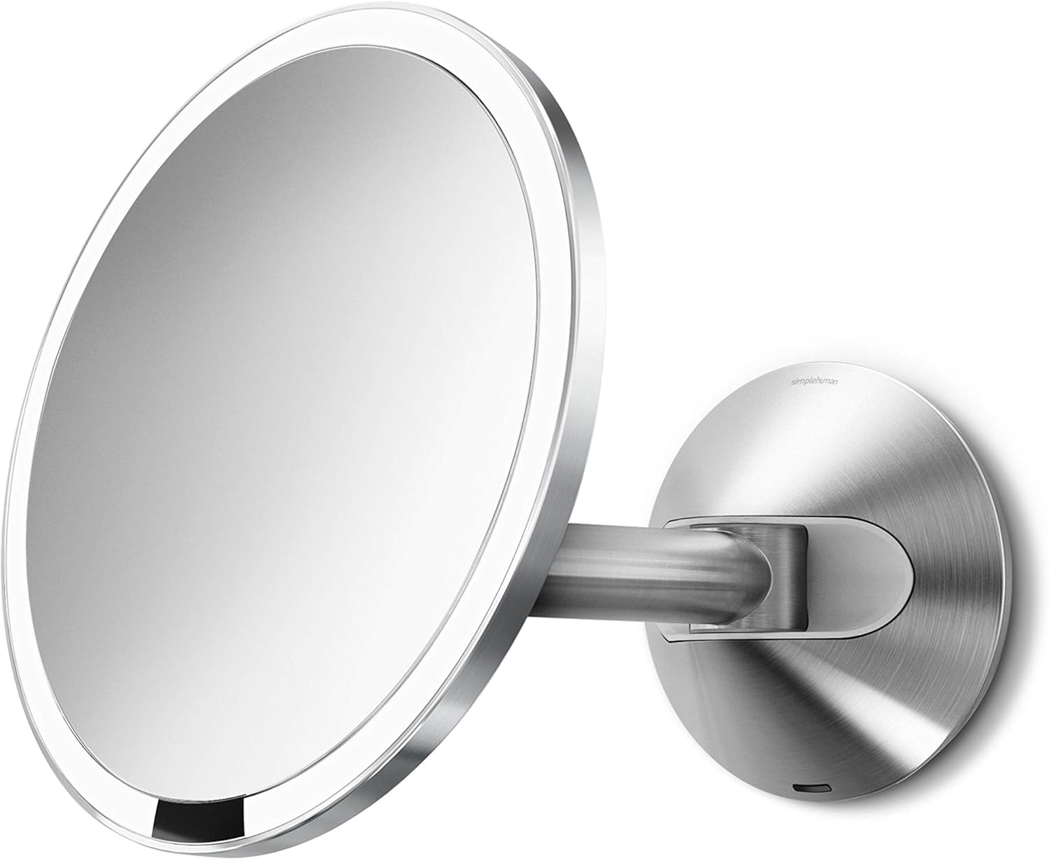 simplehuman 8" Sensor Makeup Mirror, Wall Mount, 5X Magnification, Hard-Wired (100-240v), Polished Stainless Steel