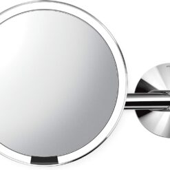 simplehuman 8" Sensor Makeup Mirror, Wall Mount, 5X Magnification, Hard-Wired (100-240v), Polished Stainless Steel