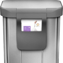 simplehuman Kitchen Trash Can with Lid, Touchless Waste Bin, Large 45 Liter, Rectangular, White Stainless Steel