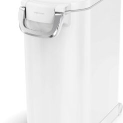 simplehuman 30 Liter, 32 lb / 14.5 kg Large Pet Food Storage Container for Dog Food, Cat Food, and Bird Feed, White