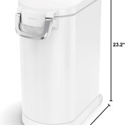 simplehuman 30 Liter, 32 lb / 14.5 kg Large Pet Food Storage Container for Dog Food, Cat Food, and Bird Feed, White