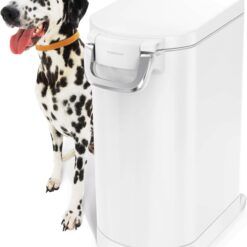 simplehuman 30 Liter, 32 lb / 14.5 kg Large Pet Food Storage Container for Dog Food, Cat Food, and Bird Feed, White
