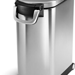simplehuman 30 Liter, 32 lb / 14.5 kg Large Pet Food Storage Container for Dog Food, Cat Food, and Bird Feed, Brushed Stainless Steel