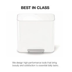 simplehuman 15L Mini Recycler Step Can, Dual Compartment Trash Can for Hotel, Offices and Small Spaces, White Steel