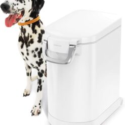 simplehuman 25 Liter, 27 lb / 12.2 kg Medium Pet Food Storage Container for Dog Food, Cat Food, and Bird Feed, White