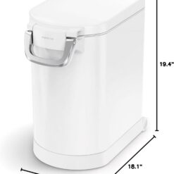 simplehuman 25 Liter, 27 lb / 12.2 kg Medium Pet Food Storage Container for Dog Food, Cat Food, and Bird Feed, White