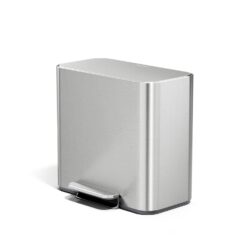 simplehuman Mini Step Can, 16L / 4.2 Gallon Space Efficient Trash Can for Hotel, Offices & Studios, 150,000-Step Strong Steel Pedal, Lid Shox Technology, Liner Pocket, Brushed Stainless Steel