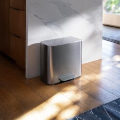 simplehuman Mini Step Can, 16L / 4.2 Gallon Space Efficient Trash Can for Hotel, Offices & Studios, 150,000-Step Strong Steel Pedal, Lid Shox Technology, Liner Pocket, Brushed Stainless Steel