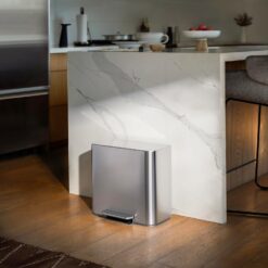 simplehuman Mini Step Can, 16L / 4.2 Gallon Space Efficient Trash Can for Hotel, Offices & Studios, 150,000-Step Strong Steel Pedal, Lid Shox Technology, Liner Pocket, Brushed Stainless Steel