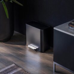 simplehuman Mini Step Can, 16L / 4.2 Gallon Space Efficient Trash Can for Hotel, Offices & Studios, 150,000-Step Strong Steel Pedal, Lid Shox Technology, Liner Pocket, Matte Black Stainless Steel