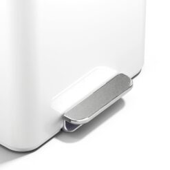 simplehuman Mini Step Can, 16L / 4.2 Gallon Space Efficient Trash Can for Hotel, Offices & Studios, 150,000-Step Strong Steel Pedal, Lid Shox Technology, Liner Pocket, White Stainless Steel