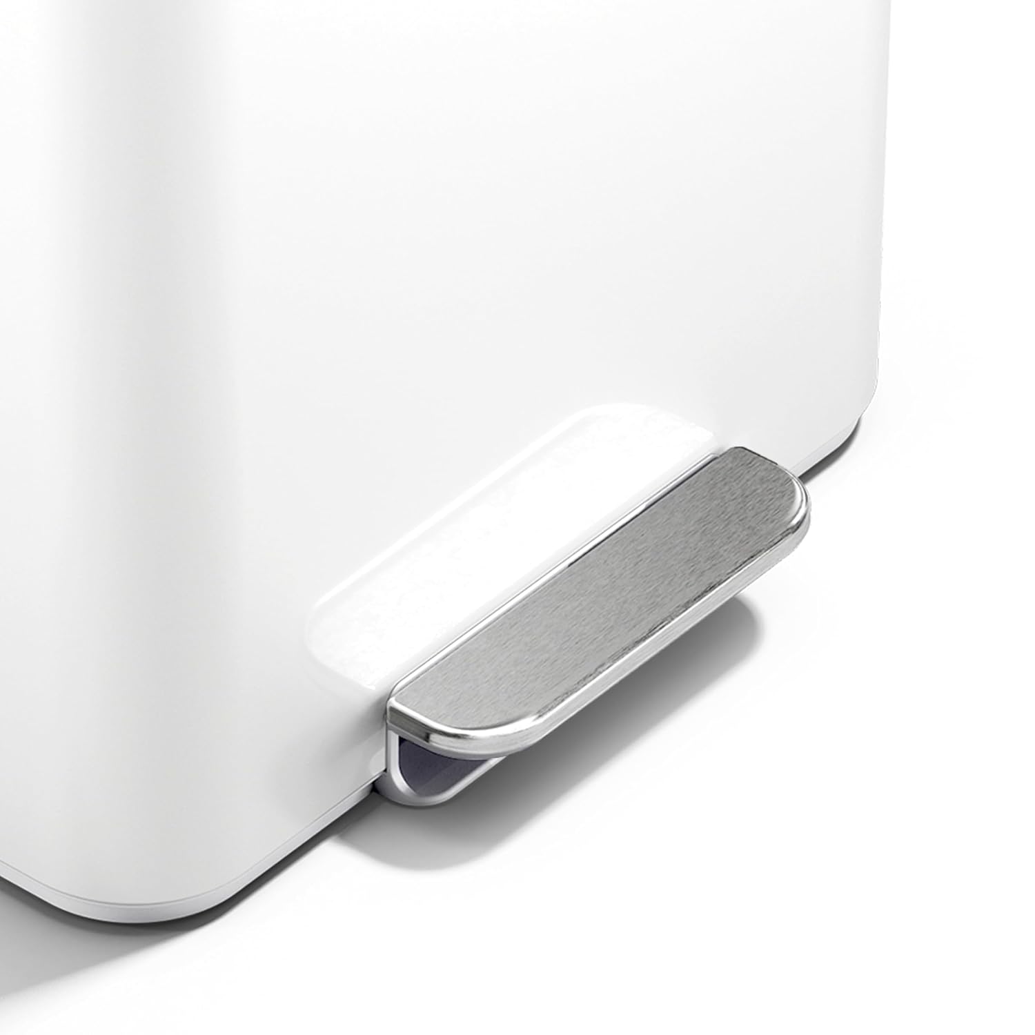 simplehuman Mini Step Can, 16L / 4.2 Gallon Space Efficient Trash Can for Hotel, Offices & Studios, 150,000-Step Strong Steel Pedal, Lid Shox Technology, Liner Pocket, White Stainless Steel