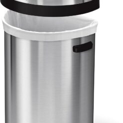 simplehuman 80 Liter / 21.1 Gallon Extra Large Semi-Round Open Top Trash Can Commercial Grade Heavy Gauge Brushed Stainless Steel, ADA-Compliant