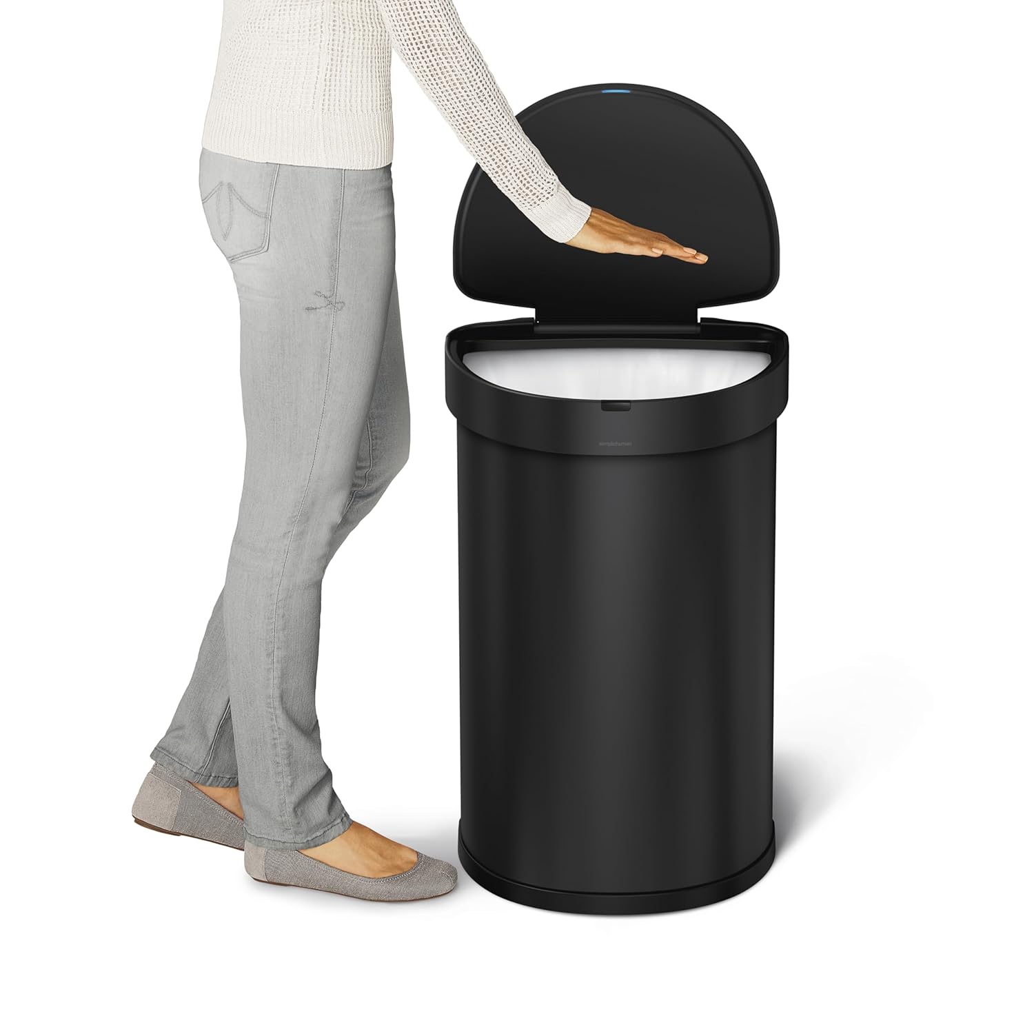 simplehuman 45L semi-Round Sensor can, Matte Black Steel