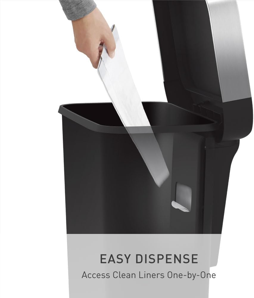 simplehuman 45 Liter / 12 Gallon Rectangular Kitchen Step Trash Can with Soft-Close Lid, Black Plastic
